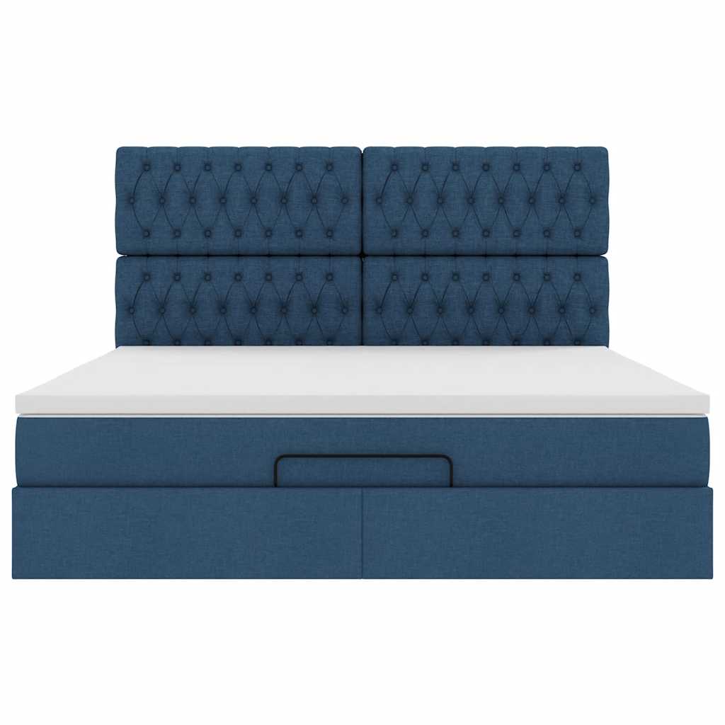 Ottoman bed met matras en LED's 180x200cm stof blauw is nu te koop bij PeponiXL, paradijselijk wonen!