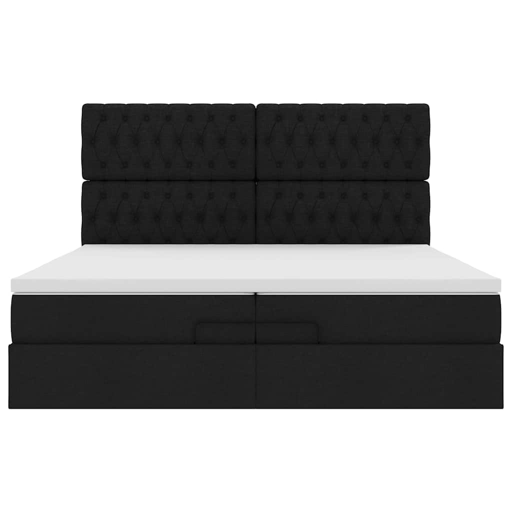 Ottoman bed met matrassen en LED's 200x200cm stof zwart