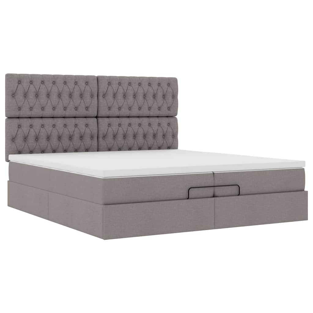Ottoman bed met matrassen en LED's 200x200cm stof taupe is nu te koop bij PeponiXL, paradijselijk wonen!