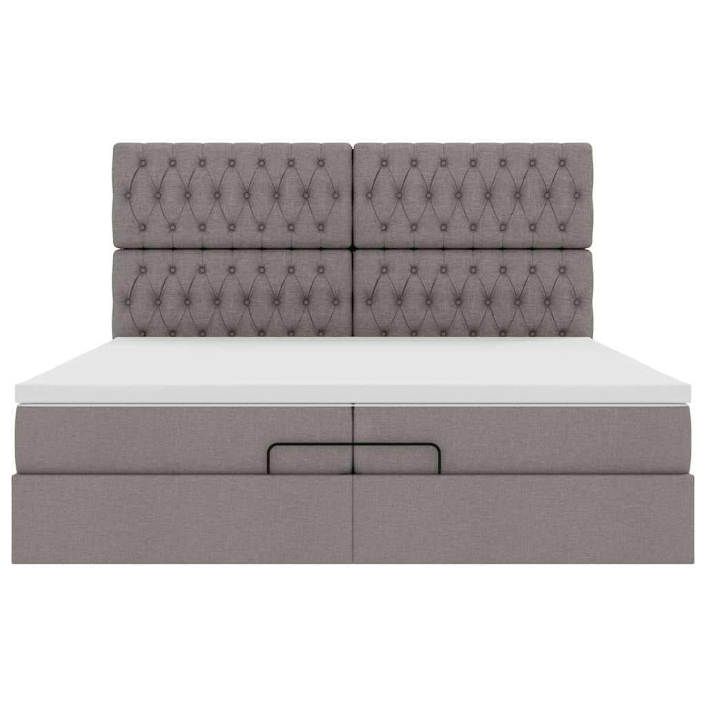 Ottoman bed met matrassen en LED's 200x200cm stof taupe is nu te koop bij PeponiXL, paradijselijk wonen!