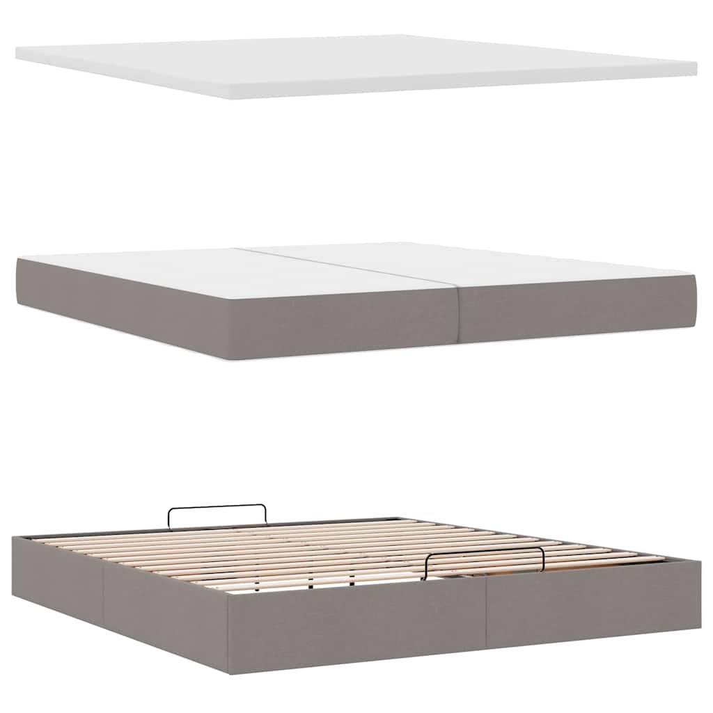 Ottoman bed met matrassen en LED's 200x200cm stof taupe is nu te koop bij PeponiXL, paradijselijk wonen!