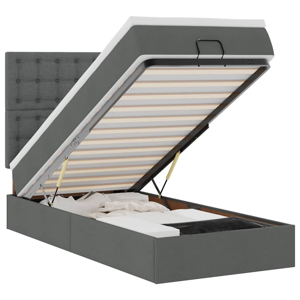 Bed poef met matras en LED's stof 80x200 cm donkergrijs is nu te koop bij PeponiXL, paradijselijk wonen!