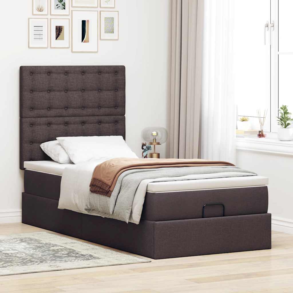 Ottoman bed met matras en LED's 80x200cm stof donkerbruin