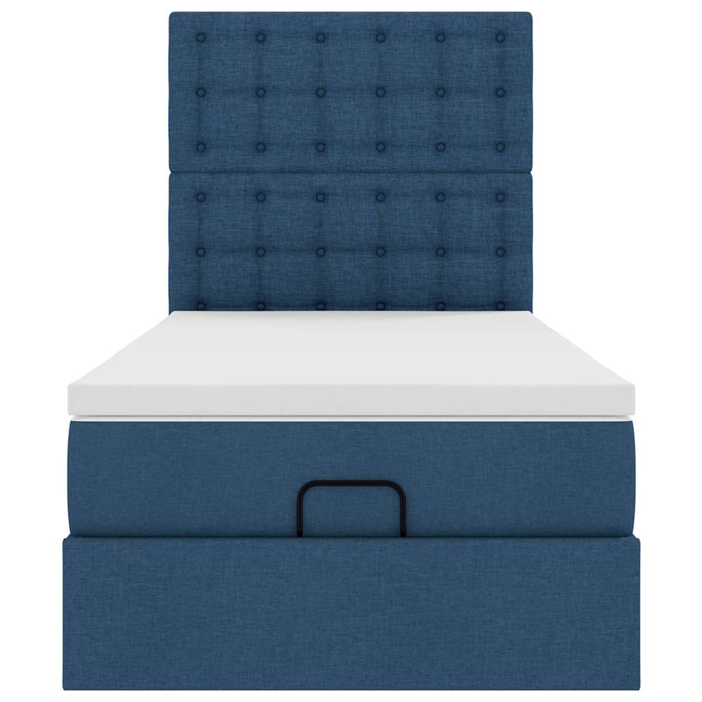 Ottoman bed met matras en LED's 80x200cm stof blauw is nu te koop bij PeponiXL, paradijselijk wonen!