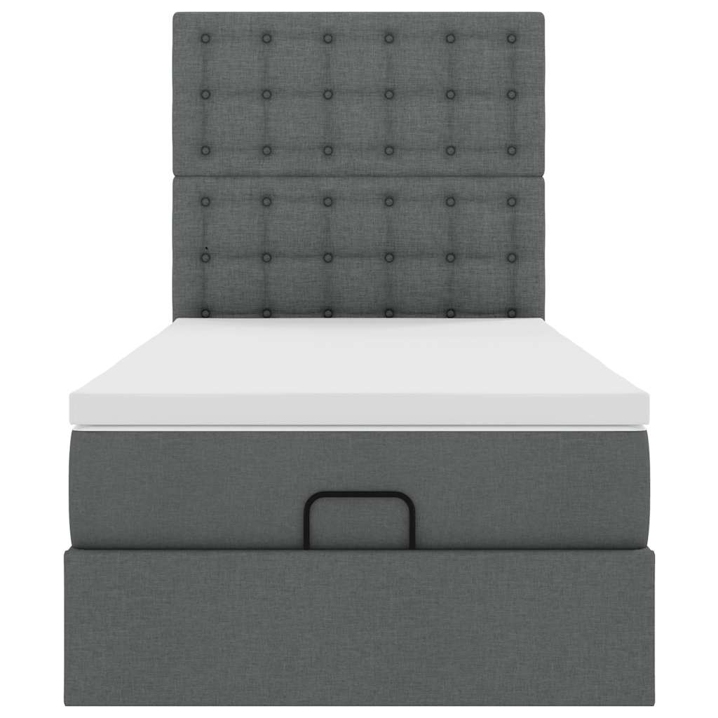 Ottoman bed met matras en LED's 90x190cm stof donkergrijs is nu te koop bij PeponiXL, paradijselijk wonen!