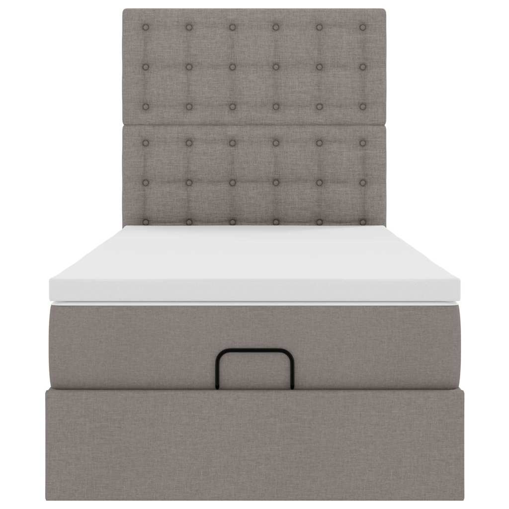Ottoman bed met matras en LED's 90x190cm stof taupe is nu te koop bij PeponiXL, paradijselijk wonen!