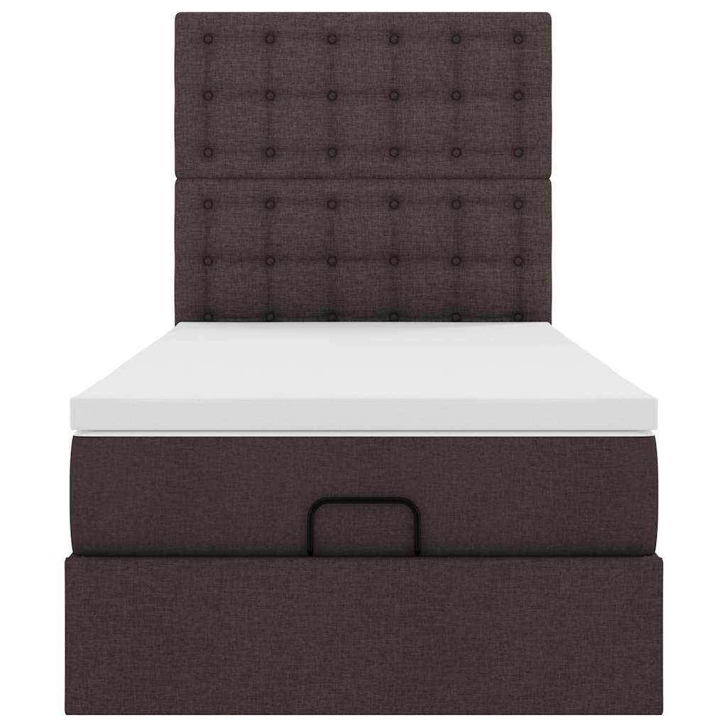 Bed poef met matras en LED's 90x200 cm stof donkerbruin is nu te koop bij PeponiXL, paradijselijk wonen!