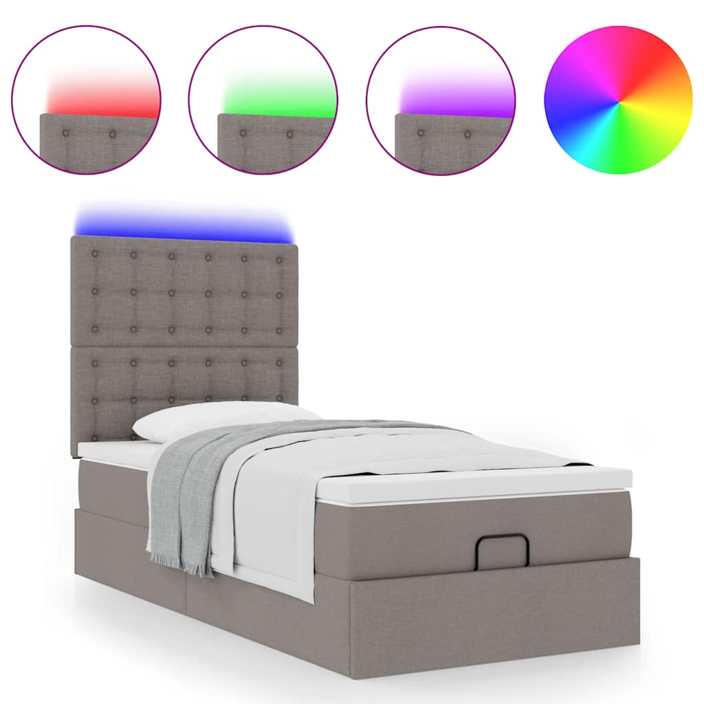 Bed poef met matras en LED's 90x200 cm stof taupe is nu te koop bij PeponiXL, paradijselijk wonen!