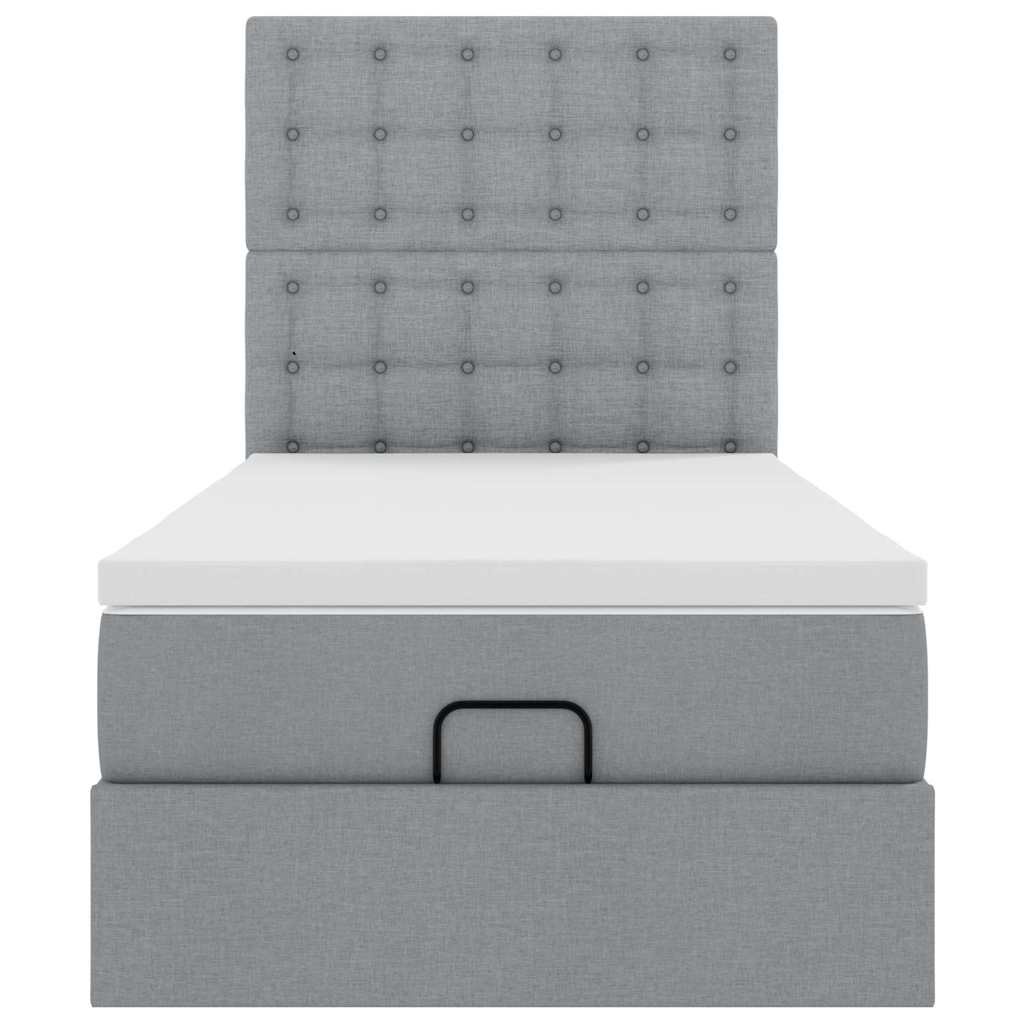 Ottoman bed met matras en LED's 100x200cm stof lichtgrijs is nu te koop bij PeponiXL, paradijselijk wonen!