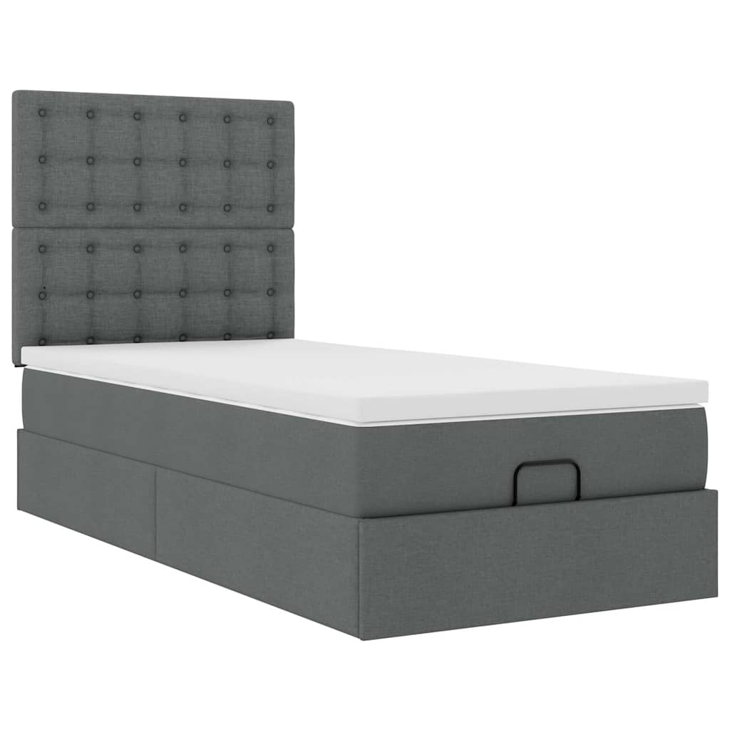 Ottoman bed met matras en LED's 100x200cm stof donkergrijs is nu te koop bij PeponiXL, paradijselijk wonen!