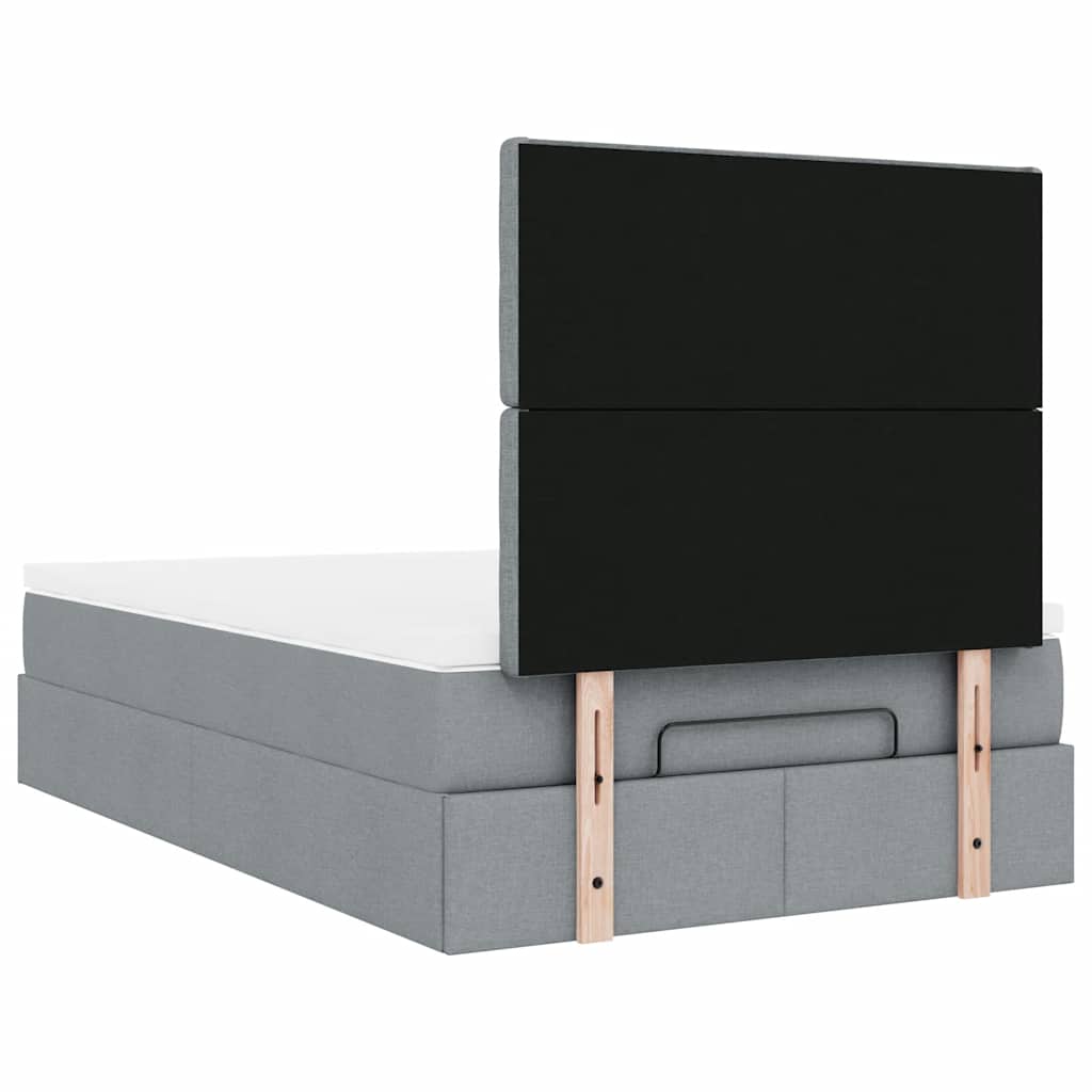 Ottoman bed met matras en LED's 120x190 cm stof lichtgrijs is nu te koop bij PeponiXL, paradijselijk wonen!