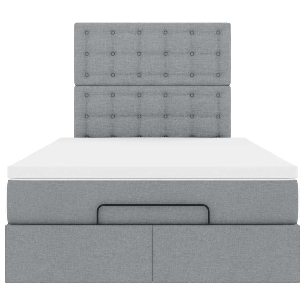 Ottoman bed met matras en LED's 120x190 cm stof lichtgrijs is nu te koop bij PeponiXL, paradijselijk wonen!