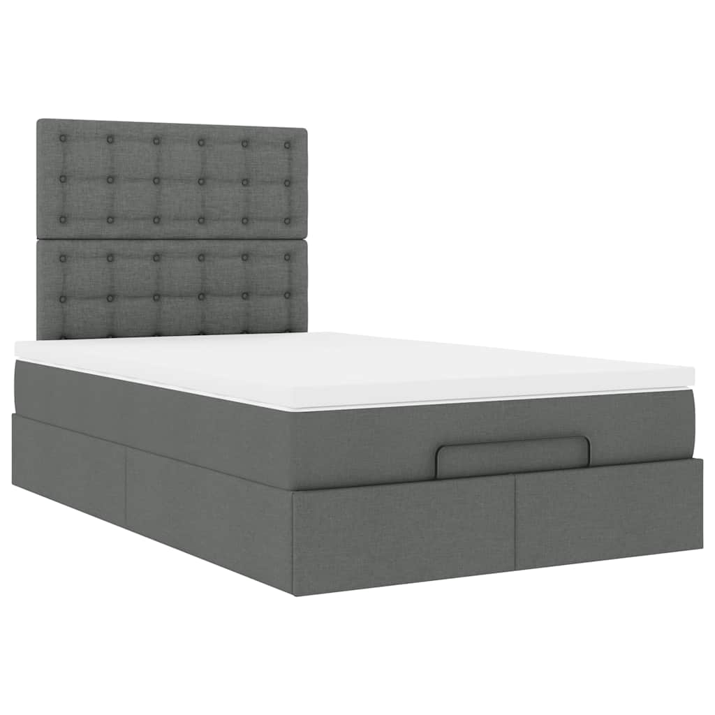 Ottoman bed met matras en LED's 120x190 cm stof donkergrijs is nu te koop bij PeponiXL, paradijselijk wonen!