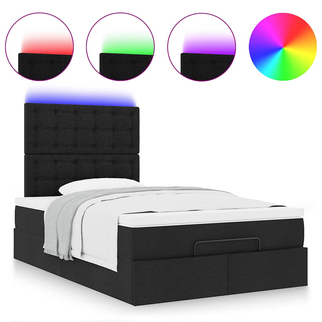 Ottoman bed met matras en LED's 120x190 cm stof zwart is nu te koop bij PeponiXL, paradijselijk wonen!