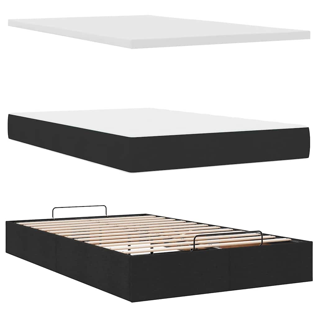 Ottoman bed met matras en LED's 120x190 cm stof zwart is nu te koop bij PeponiXL, paradijselijk wonen!