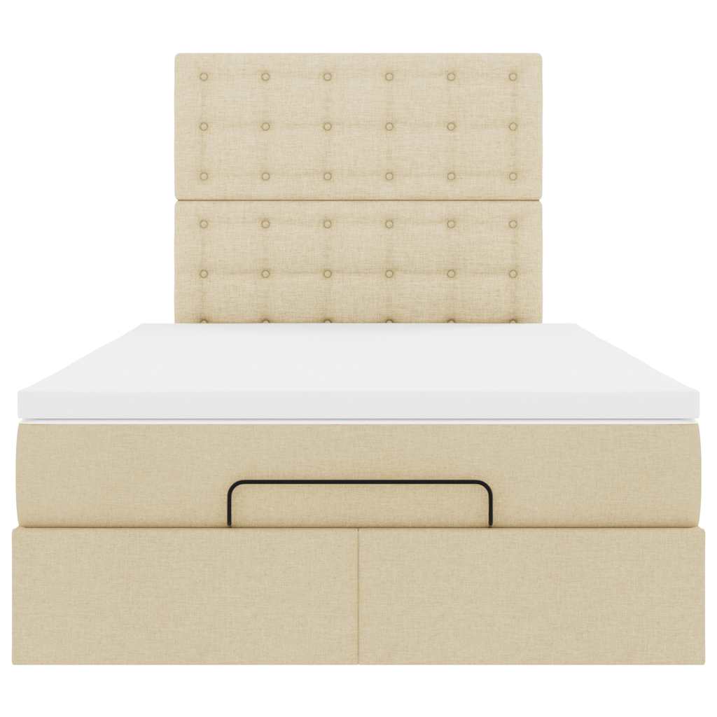 Ottoman bed met matras en LED's 120x190cm stof crèmekleurig