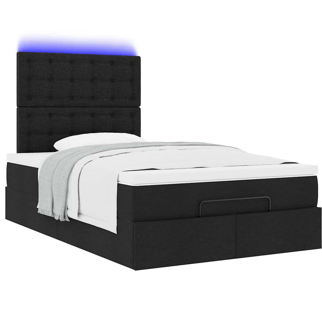 Ottoman bed met matras en LED's 120x200cm stof zwart is nu te koop bij PeponiXL, paradijselijk wonen!