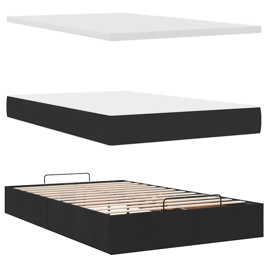 Ottoman bed met matras en LED's 120x200cm stof zwart is nu te koop bij PeponiXL, paradijselijk wonen!