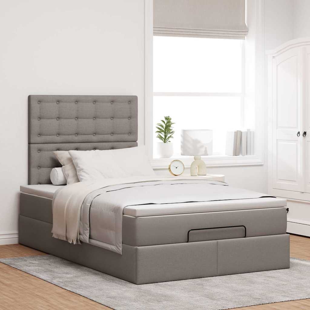 Ottoman bed met matras en LED's 120x200cm stof taupe is nu te koop bij PeponiXL, paradijselijk wonen!