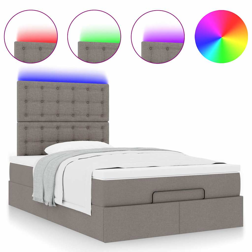 Ottoman bed met matras en LED's 120x200cm stof taupe is nu te koop bij PeponiXL, paradijselijk wonen!