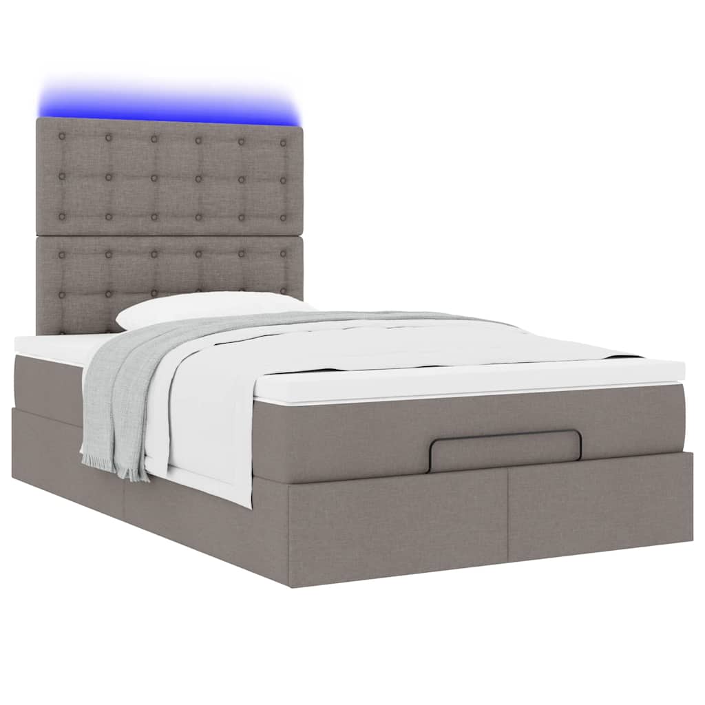 Ottoman bed met matras en LED's 120x200cm stof taupe is nu te koop bij PeponiXL, paradijselijk wonen!