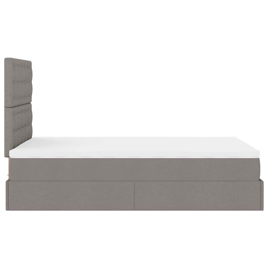 Ottoman bed met matras en LED's 120x200cm stof taupe is nu te koop bij PeponiXL, paradijselijk wonen!