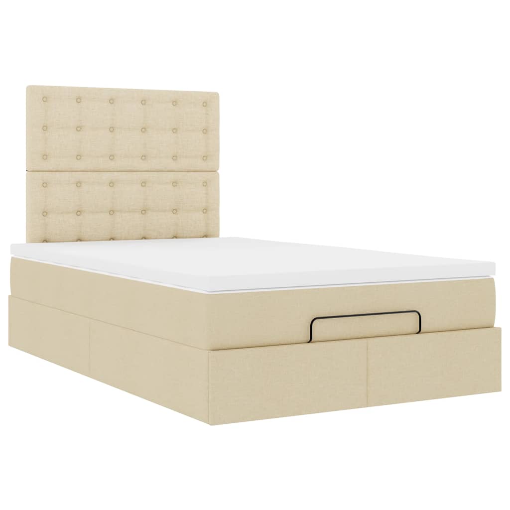 Ottoman bed met matras en LED's 120x200cm stof crèmekleurig is nu te koop bij PeponiXL, paradijselijk wonen!