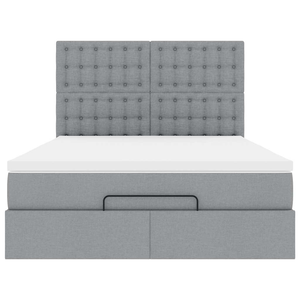Ottoman bed met matras en LED's 140x190cm stof lichtgrijs is nu te koop bij PeponiXL, paradijselijk wonen!