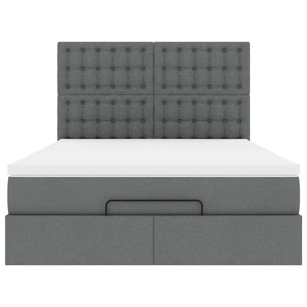 Ottoman bed met matras en LED's 140x190cm stof donkergrijs is nu te koop bij PeponiXL, paradijselijk wonen!