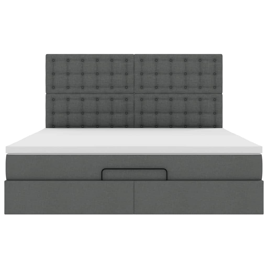 Ottoman bed met matras en LED's 160x200cm stof donkergrijs is nu te koop bij PeponiXL, paradijselijk wonen!