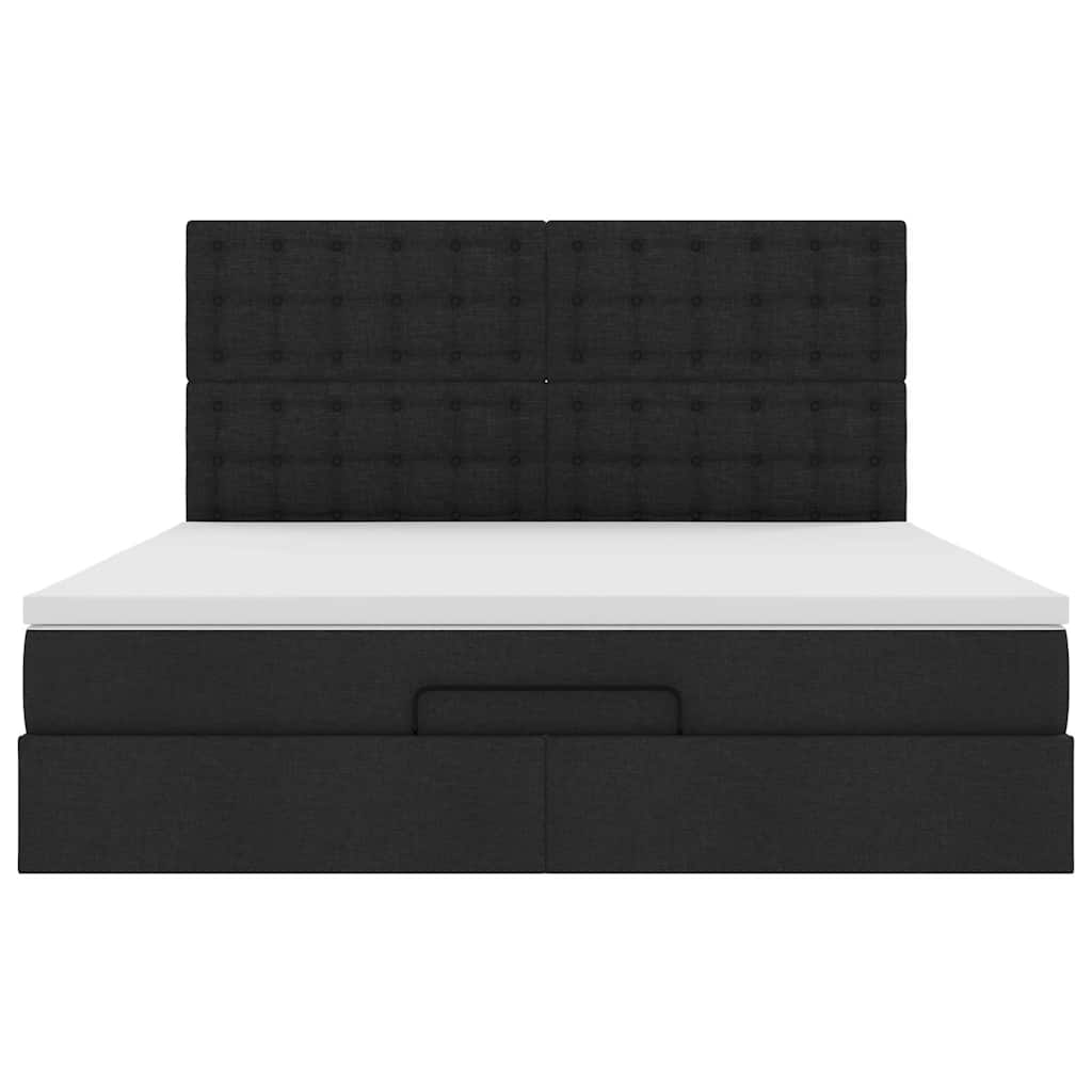 Ottoman bed met matras en LED's 160x200cm stof zwart is nu te koop bij PeponiXL, paradijselijk wonen!