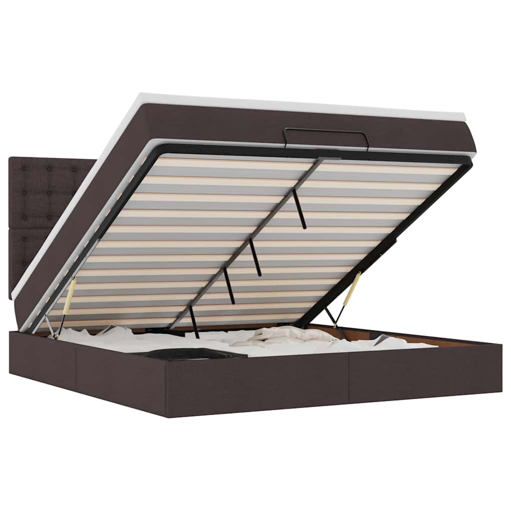 Ottoman bed met matras en LED's 160x200cm stof donkerbruin