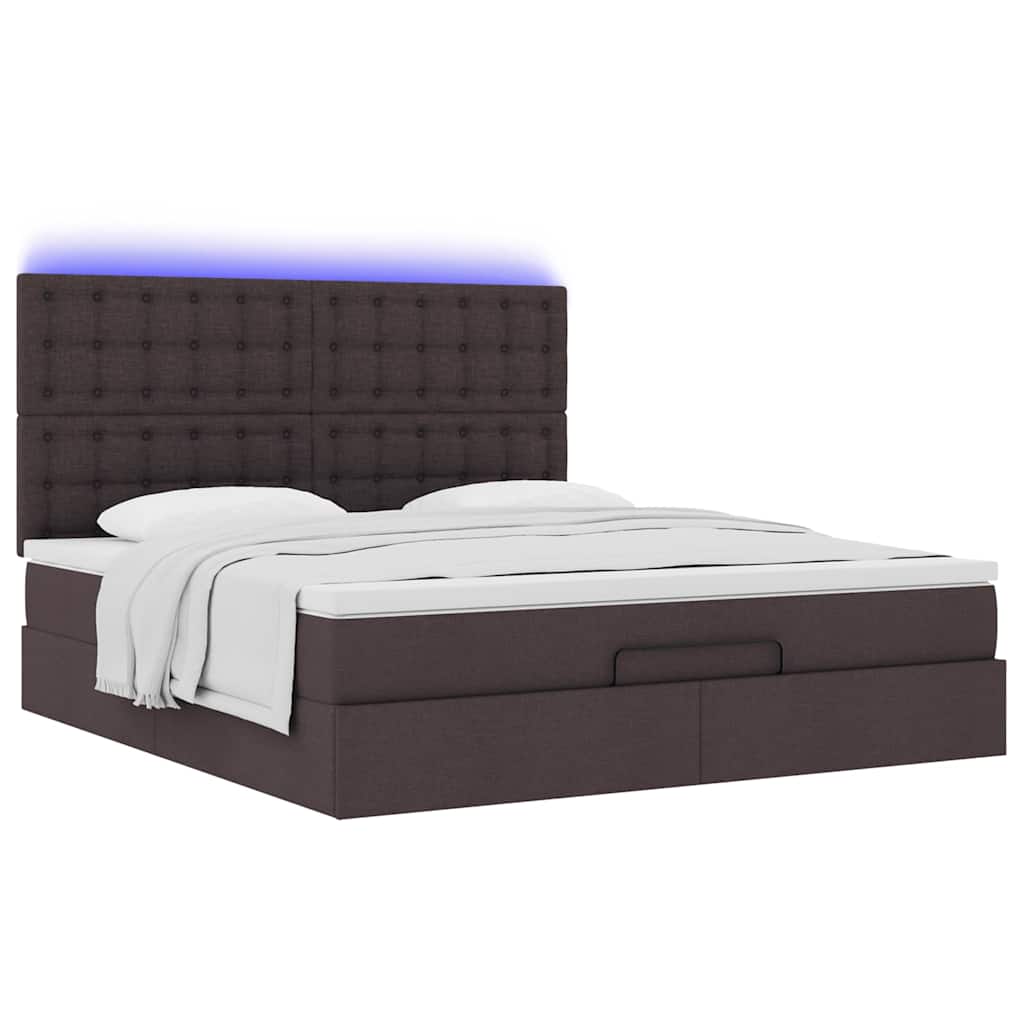 Ottoman bed met matras en LED's 160x200cm stof donkerbruin
