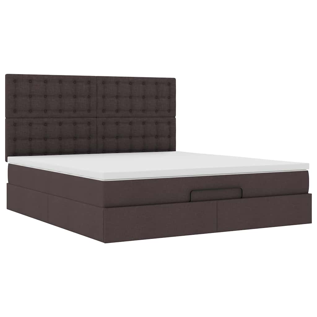 Ottoman bed met matras en LED's 160x200cm stof donkerbruin