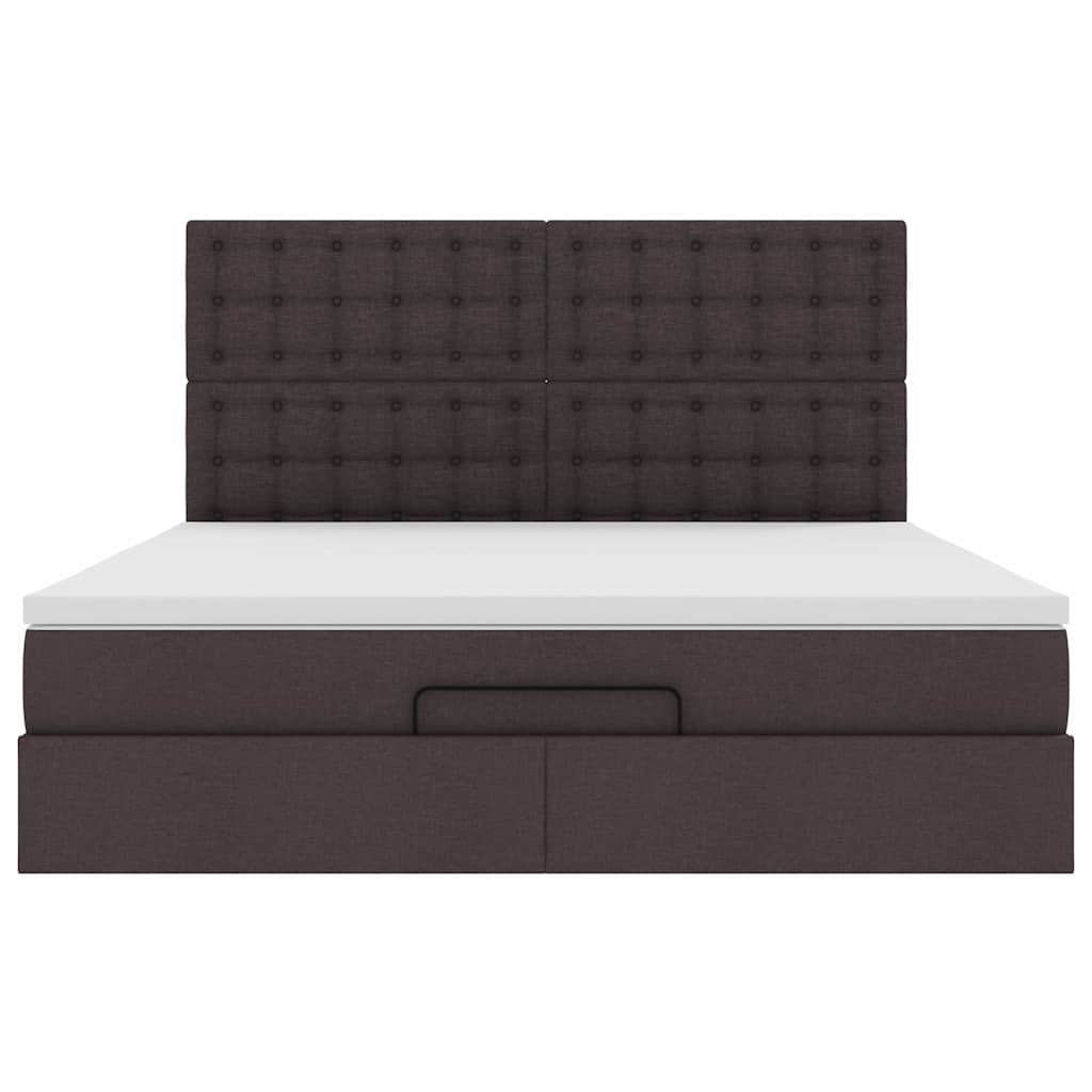 Ottoman bed met matras en LED's 160x200cm stof donkerbruin
