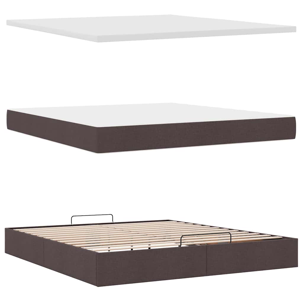 Ottoman bed met matras en LED's 160x200cm stof donkerbruin