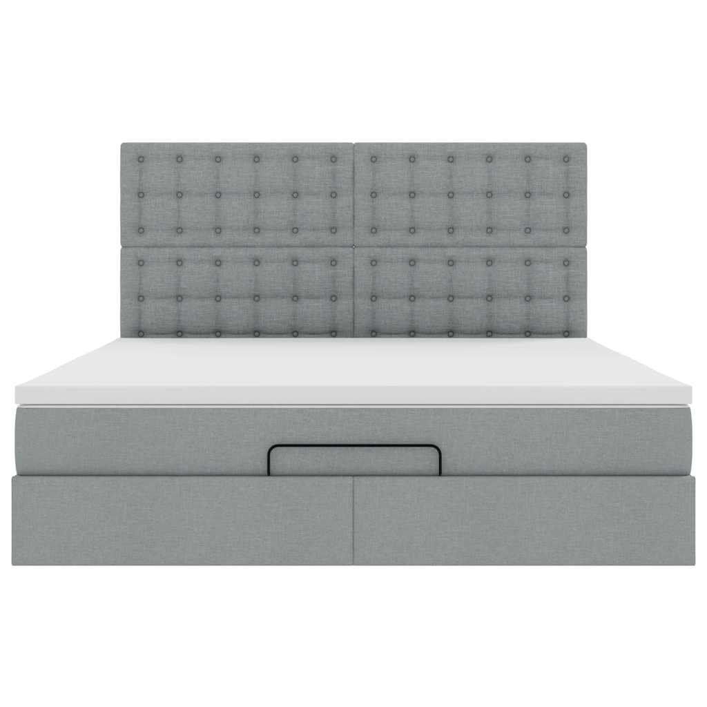 Ottoman bed met matras en LED's 180x200cm stof lichtgrijs is nu te koop bij PeponiXL, paradijselijk wonen!