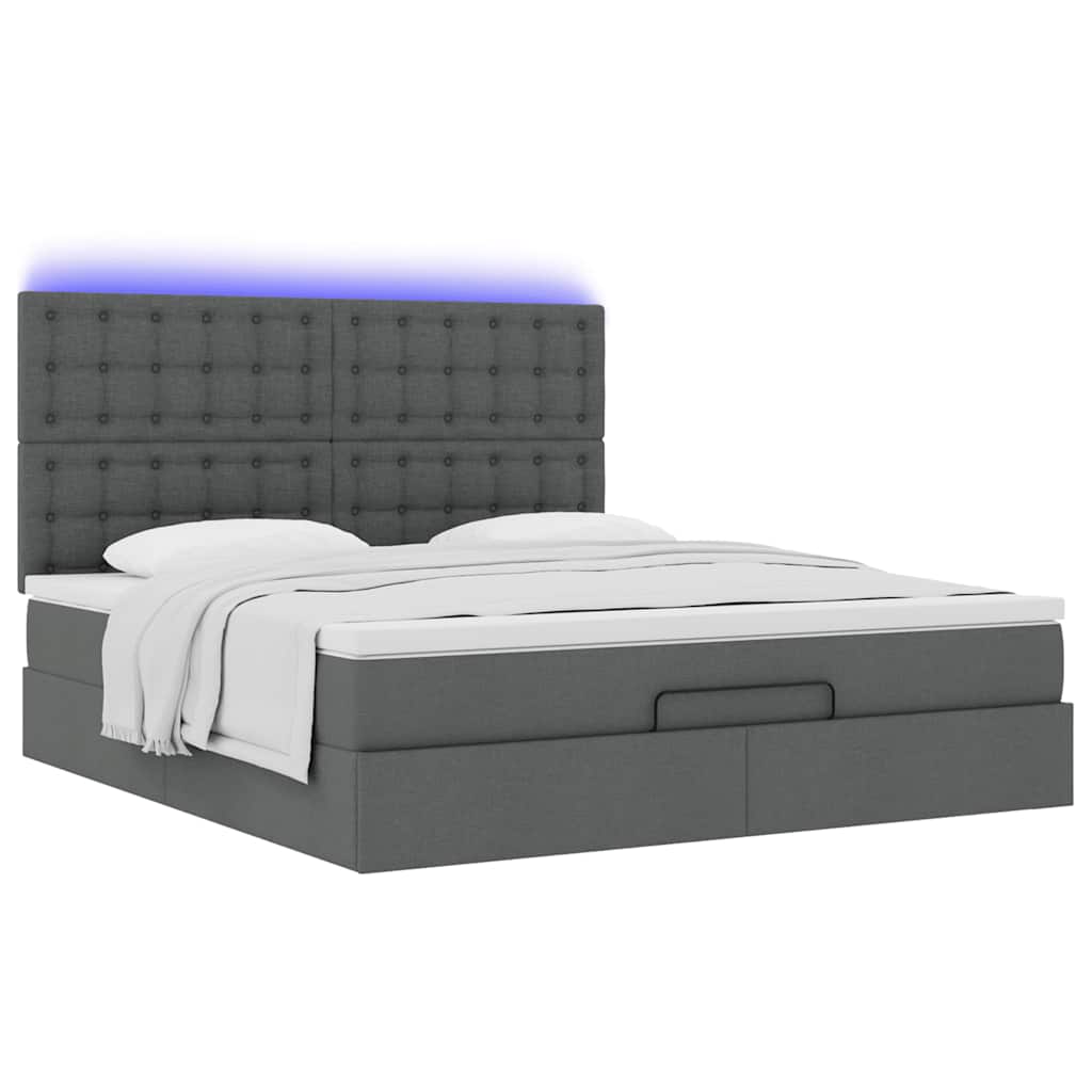 Ottoman bed met matras en LED's 180x200cm stof donkergrijs is nu te koop bij PeponiXL, paradijselijk wonen!