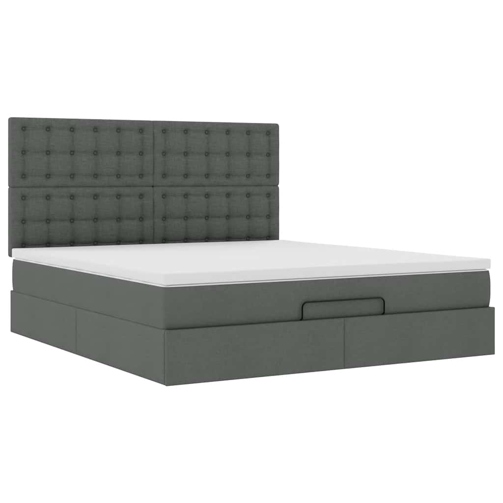 Ottoman bed met matras en LED's 180x200cm stof donkergrijs is nu te koop bij PeponiXL, paradijselijk wonen!
