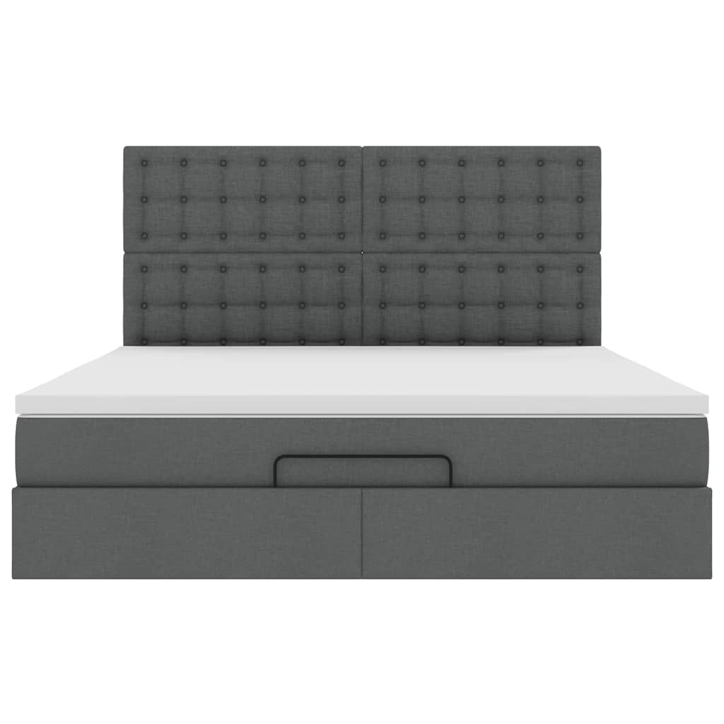 Ottoman bed met matras en LED's 180x200cm stof donkergrijs is nu te koop bij PeponiXL, paradijselijk wonen!