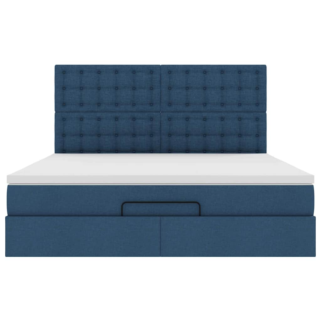 Ottoman bed met matras en LED's 180x200cm stof blauw is nu te koop bij PeponiXL, paradijselijk wonen!