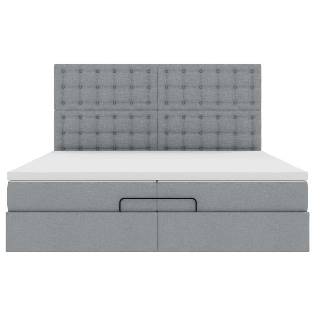 Ottoman bed met matrassen en LED's 200x200cm stof lichtgrijs is nu te koop bij PeponiXL, paradijselijk wonen!
