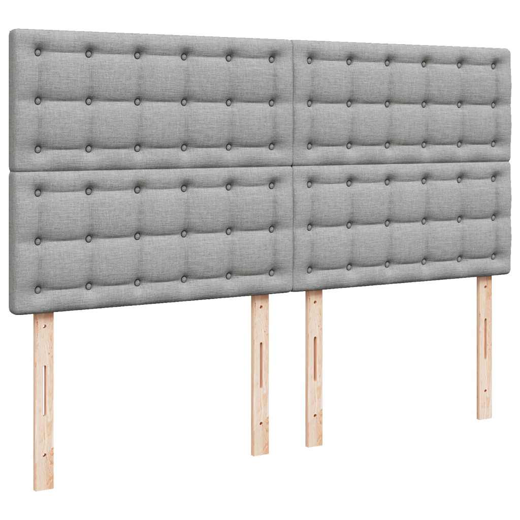 Ottoman bed met matrassen en LED's 200x200cm stof lichtgrijs is nu te koop bij PeponiXL, paradijselijk wonen!