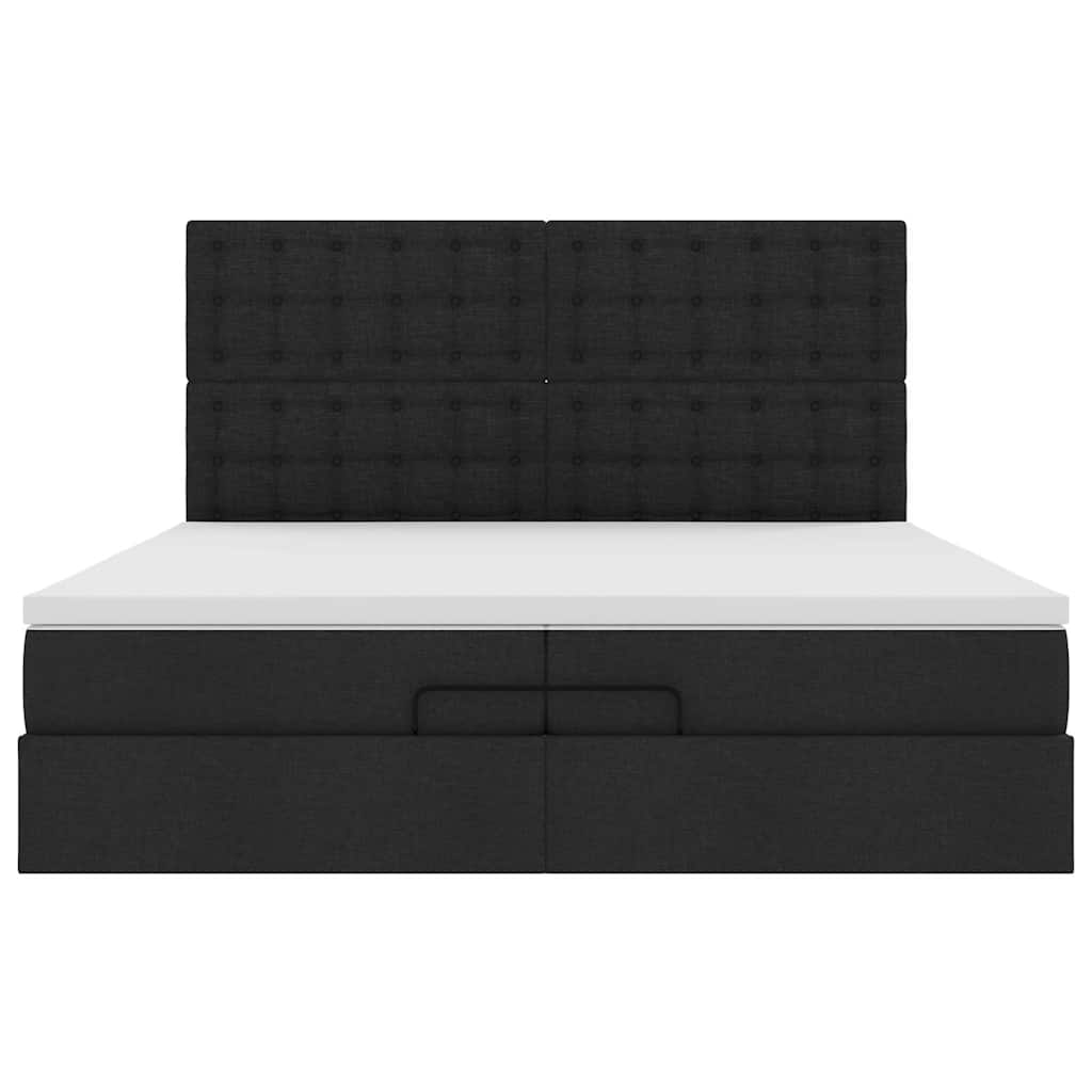 Ottoman bed met matrassen en LED's 200x200cm stof zwart