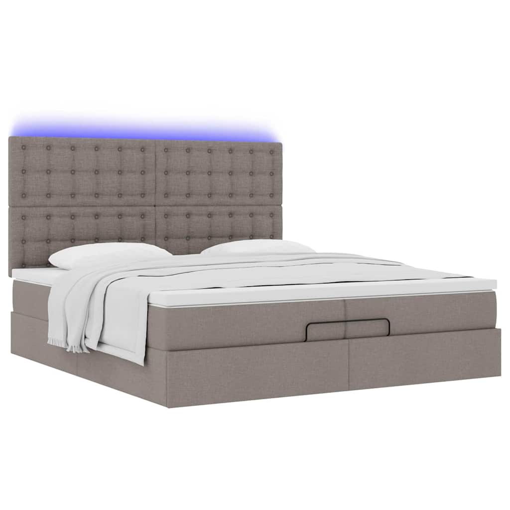 Ottoman bed met matrassen en LED's 200x200cm stof taupe is nu te koop bij PeponiXL, paradijselijk wonen!