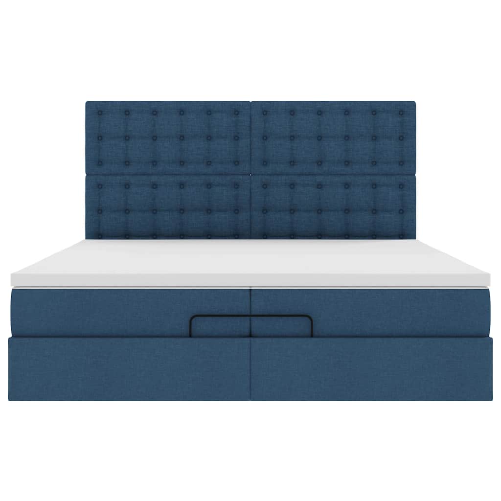 Ottoman bed met matrassen en LED's 200x200cm stof blauw is nu te koop bij PeponiXL, paradijselijk wonen!