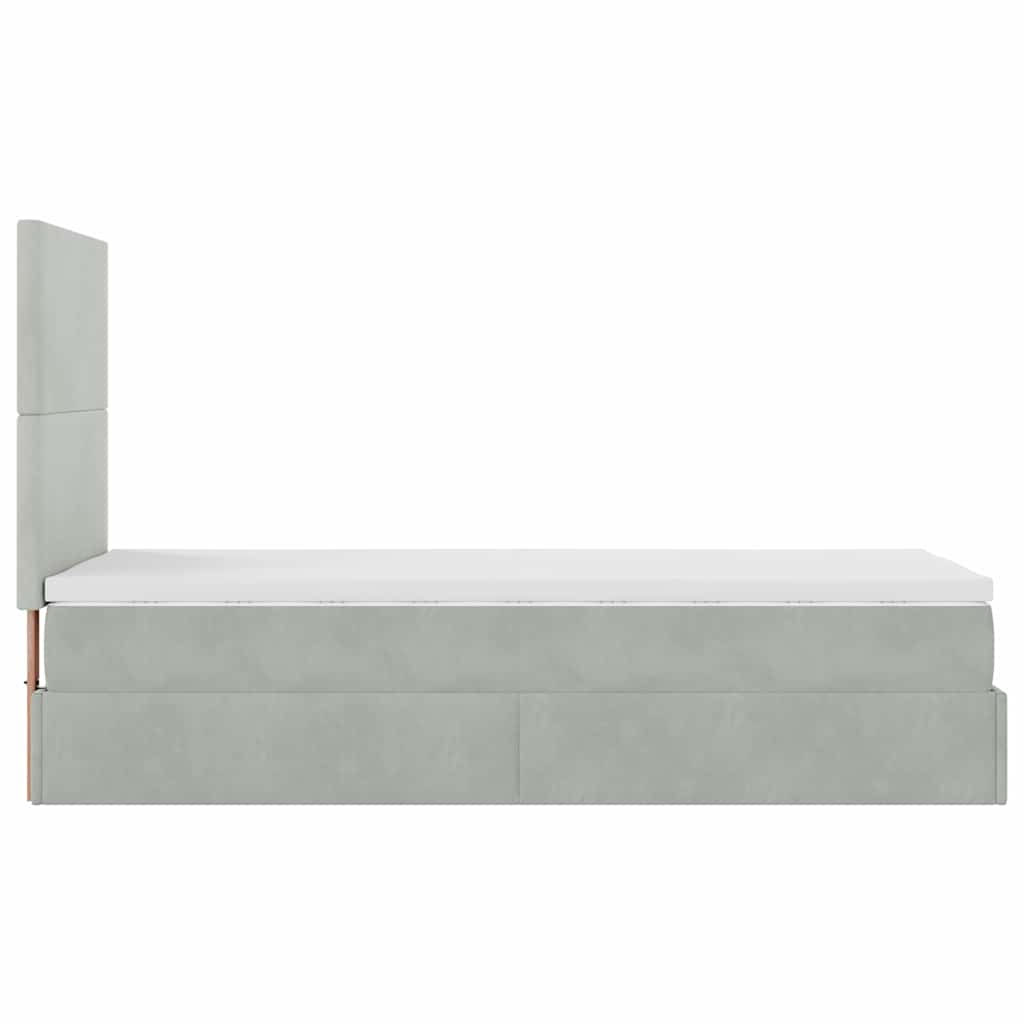 Ottoman bed met matrassen en LED's 80x200cm fluweel lichtgrijs is nu te koop bij PeponiXL, paradijselijk wonen!