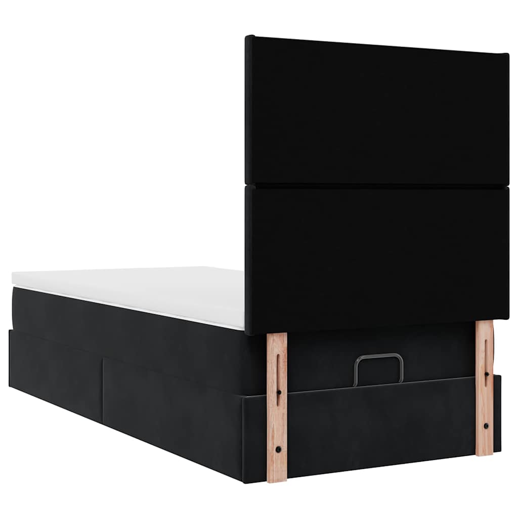 Ottoman bed met matrassen en LED's 80x200cm fluweel zwart is nu te koop bij PeponiXL, paradijselijk wonen!