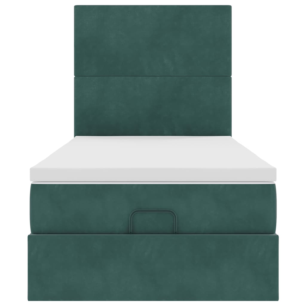 Ottoman bed met matrassen en LED's 80x200cm fluweel donkergroen is nu te koop bij PeponiXL, paradijselijk wonen!