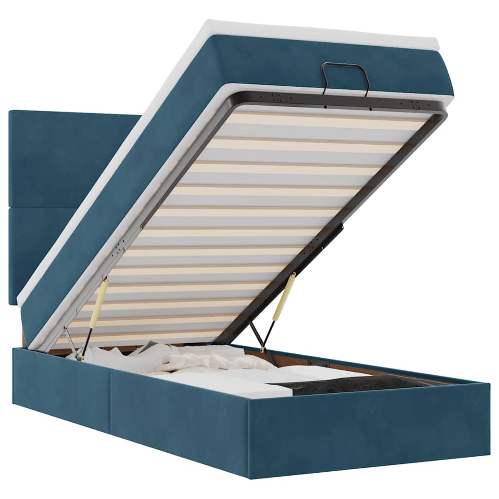 Ottoman bed met matrassen en LED's 80x200cm fluweel donkerblauw